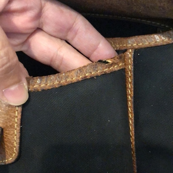 Dooney & Bourke Saddle Crossbody Black Canvas, Brown Distressed Leather - Picture 11 of 16